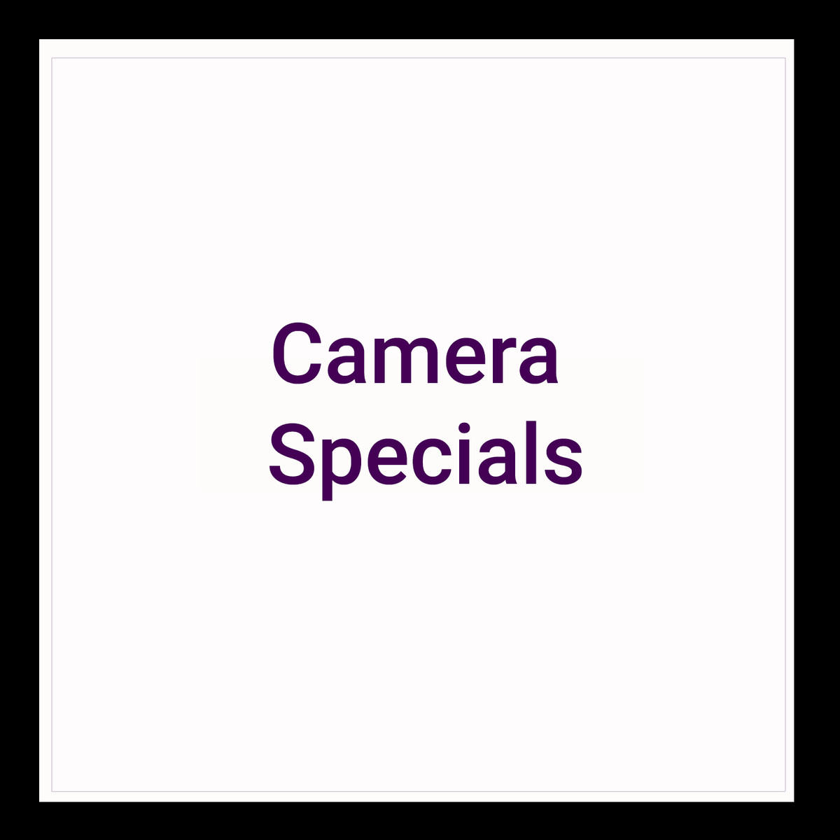 Camera Specials collection banner for cameras at Foto Discount World.