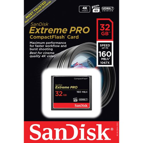SanDisk 32GB Extreme Pro CF 160MBs Memory Card