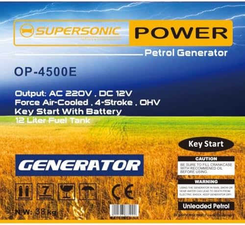 Supersonic Petrol & Oil 4-Stroke Generator OP-4500E - Load Shedding|B0FVM51Y8B
