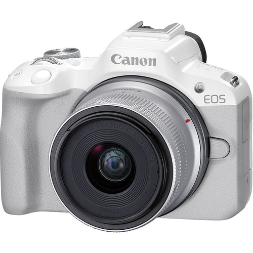 canon r50 +18-45mm mirrorless camera kit white
