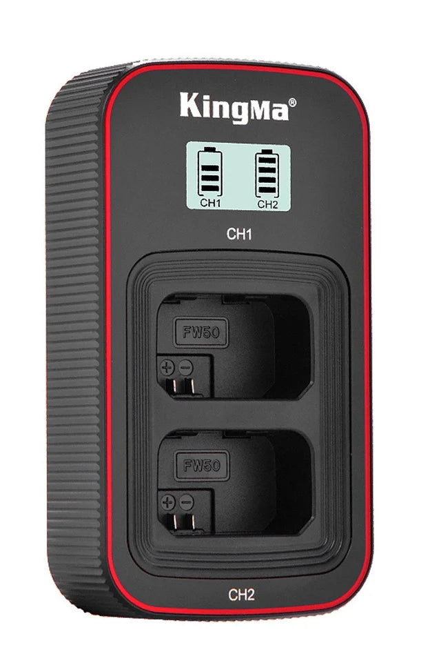 Kingma Sony NP-FW50 Replacement Battery Twin Pack with LCD Dual Charger