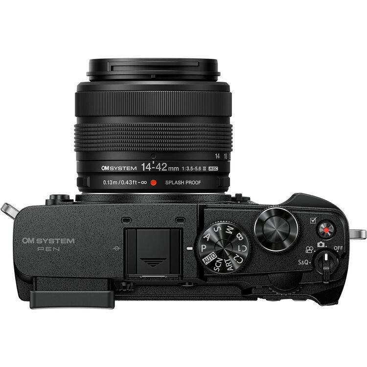 OM SYSTEM PEN Mirrorless Camera with 14-42mm III Lens (Black)