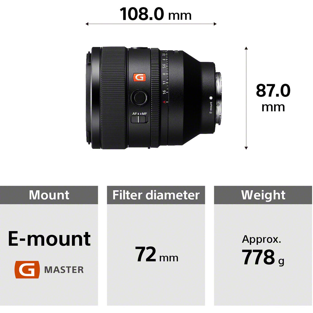 Sony FE 50mm f1.2 GM Mirrorless Camera Lens