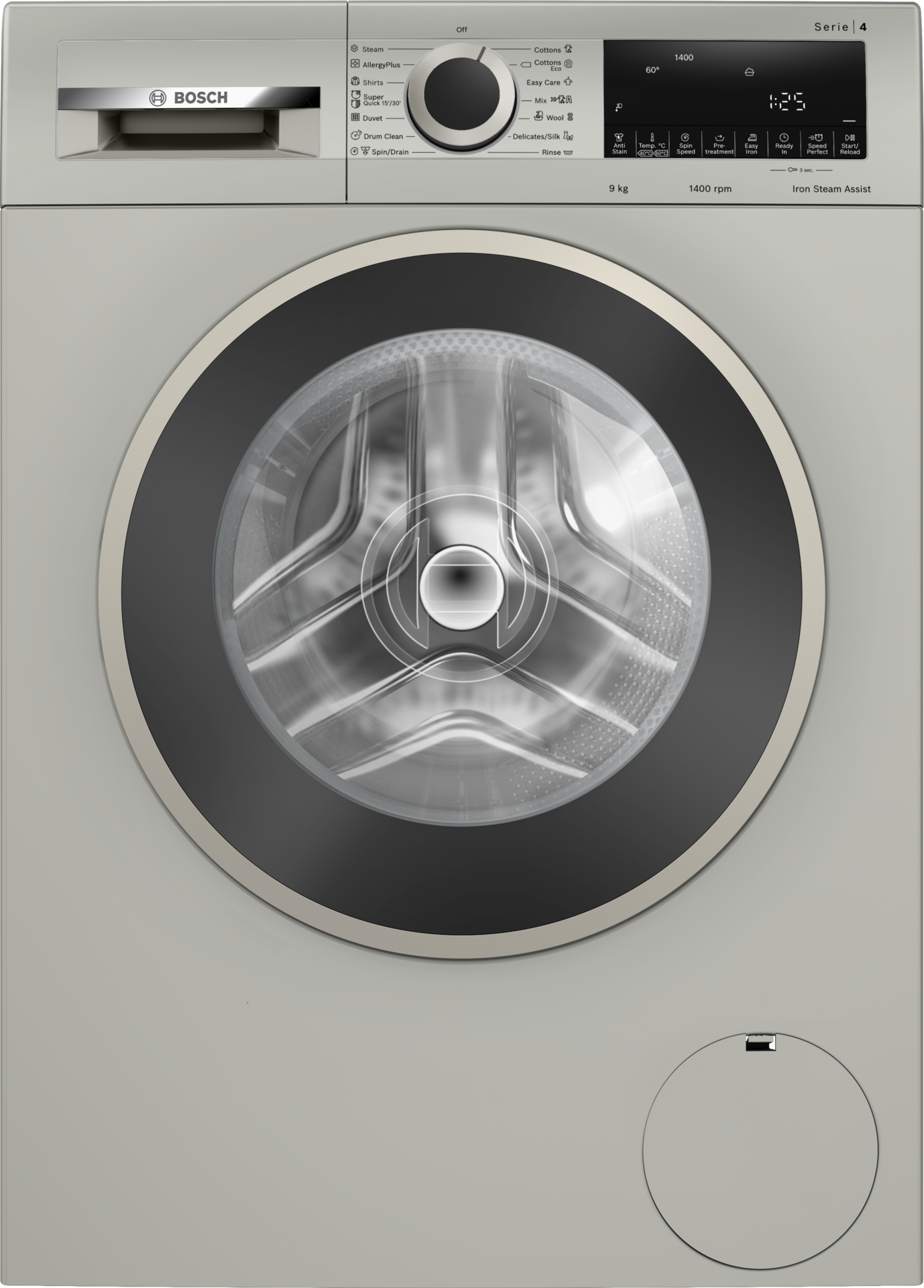 Bosch WGA1440XZA 9kg Series 4 Front Load Washing Machine – Silver Inox